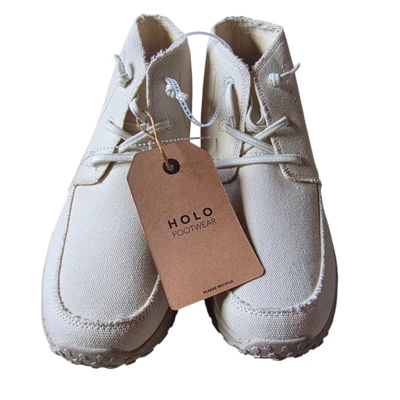 Men's Holo Canvas Ankle Boots - Ivory Size 10 - Picture 2 of 4